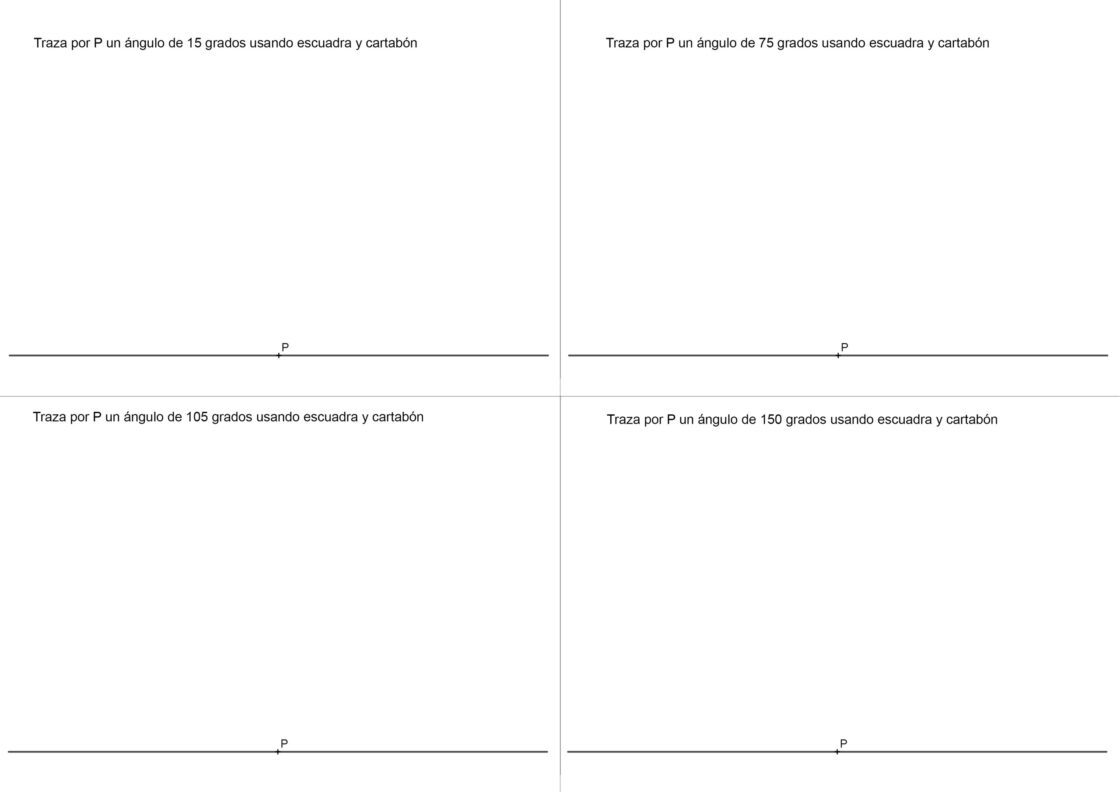Como dibujar ángulos con escuadra y cartabón. Ejercicios resueltos