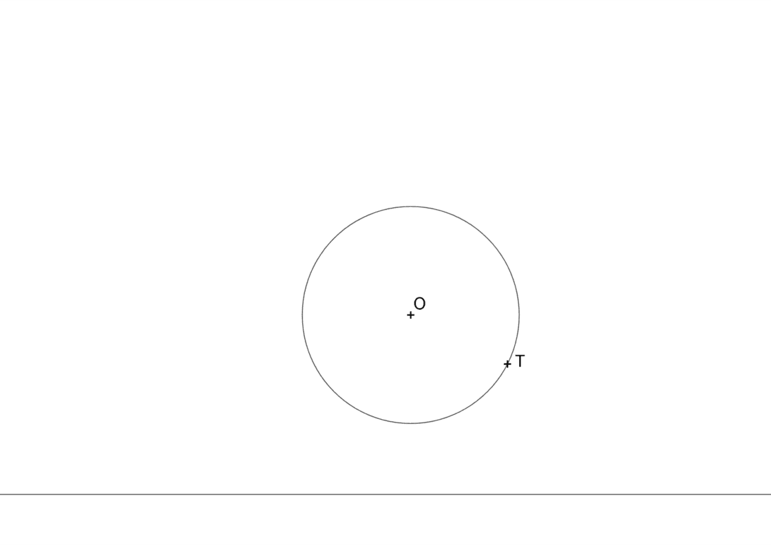 Como trazar las circunferencias tangentes a una recta y una circunferencia por un punto de la misma