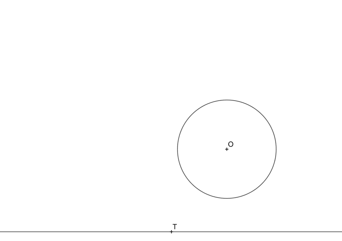 Circunferencias tangentes a una circunferencia y una recta por un punto de la misma