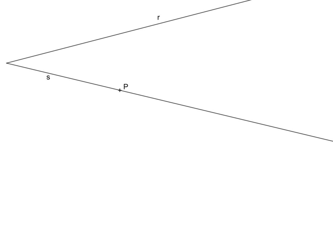 Circunferencia tangente a una recta r que pasa por un punto P y que tiene su centro sobre una recta s