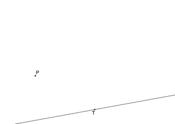 Como dibujar una circunferencia tangente a una recta por un punto T dado y que pasa por un punto exterior a la misma P