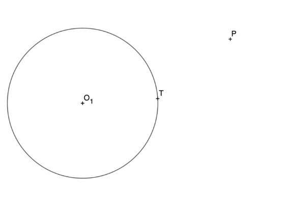 Como dibujar una circunferencia tangente a otra circunferencia conociendo el punto de tangencia y un punto exterior de la misma
