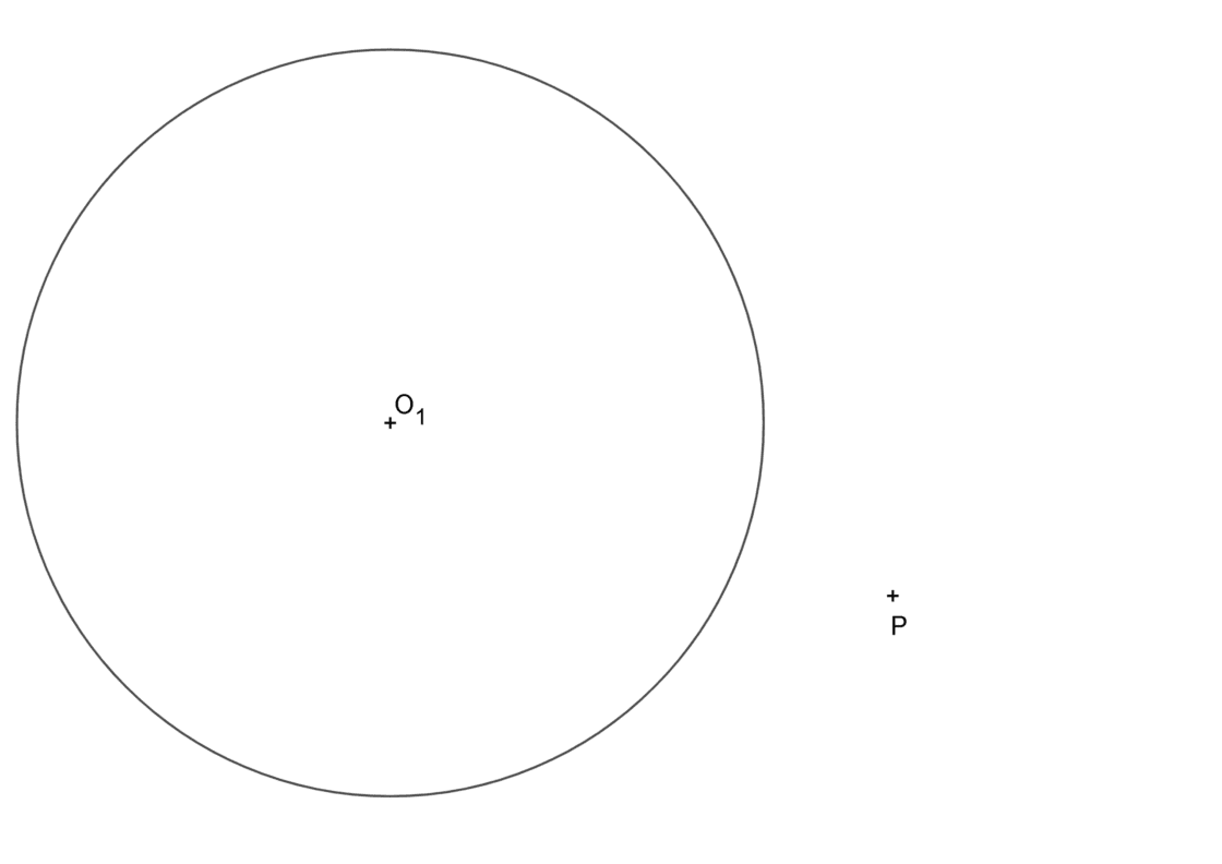 Cómo hallar el Eje Radical de un punto y una circunferencia. Ejercicio resuelto paso a paso con lámina para imprimir.