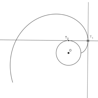 Envolvente del círculo o evoluta. Desarrollo y solución en dibujo técnico