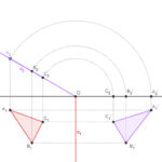 Abatimiento de un triángulo en un plano proyectante vertical sobre el plano horizontal (sistema diédrico)