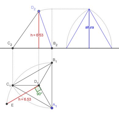 Como hallar la altura de un tetraedro en sistema diédrico