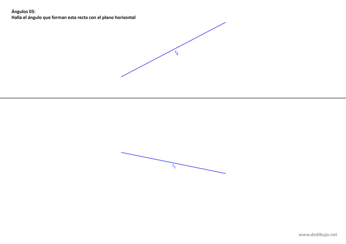 Como hallar el ángulo que forma una recta con el plano horizontal (ejercicio resuelto en diédrico)