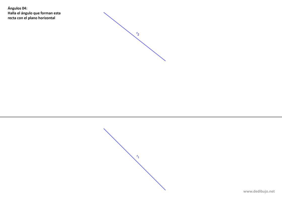 Hallar el ángulo que forma una recta con el plano vertical en sistema diédrico (ejercicio resuelto)
