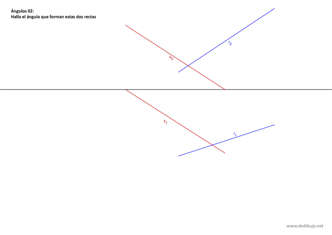 Hallar el ángulo que forman dos rectas que se cruzan (que no se cortan) en sistema diédrico (ejercicio resuelto)
