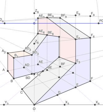 Ejercicio resuelto de perspectiva cónica oblicua, con vídeo, lámina y aplicación interactiva