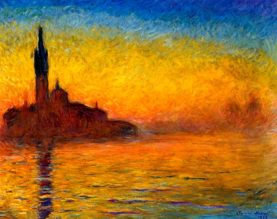 Crepúsculo, Venecia. Monet.